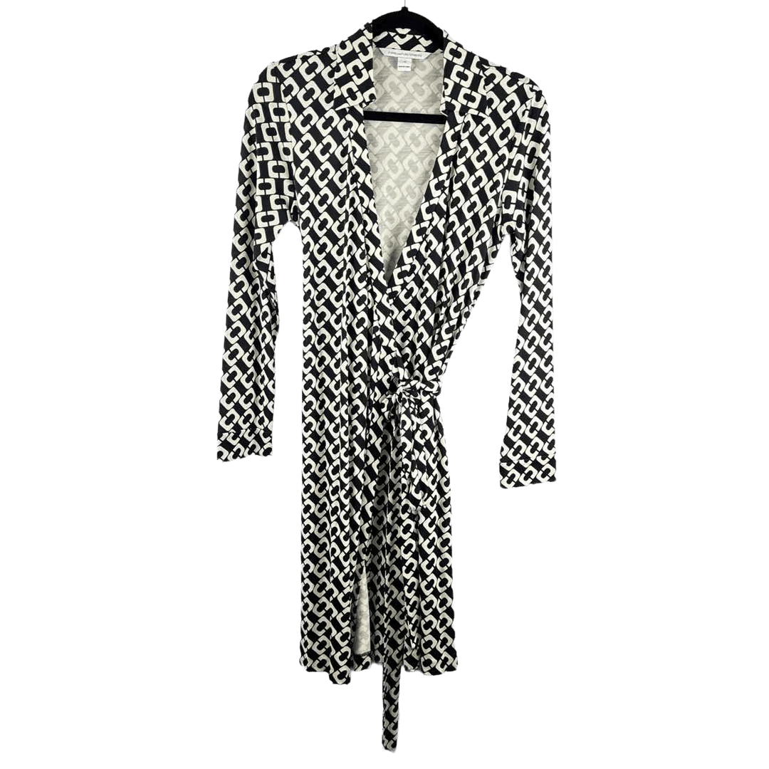 DIANE vonFURSTENBERG Dress Black & White / 10 DIANE vonFURSTENBERG Cotton Blend Wrap Women's Dresses Women Size 10 Dress