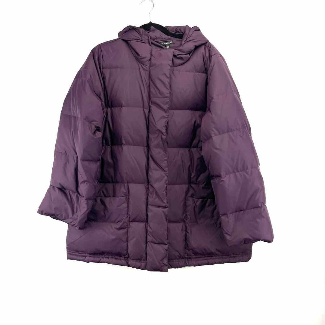 EILEEN FISHER Coat Purple / L EILEEN FISHER Puffer HOODED Women's Jackets & Coats Women Size L Purple Coat