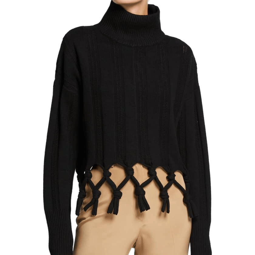 JONATHAN SIMKHAI Sweater Black / S JONATHAN SIMKHAI Black Josephine Chunky Tassel Sweater Women's Size S