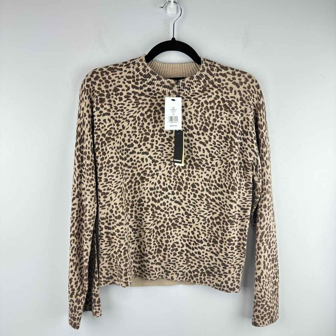 MONROW 2-Pc. BEIGE & BROWN / S MONROW COTTON &  CASHMERE Leopard Women's Sweaters Women Size S 2-Pc.