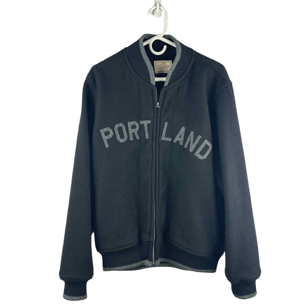 Simply Posh Consign Jacket Black / L Dehen Grey Wool Portland Varsity Men's Jacket - Size L