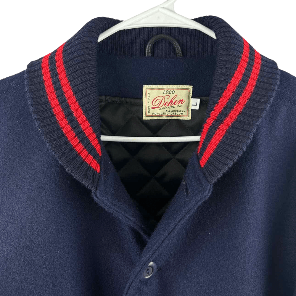 Simply Posh Consign Jacket Navy / L Dehen Deep Navy Men's Wool Varsity Style Jacket - Size L