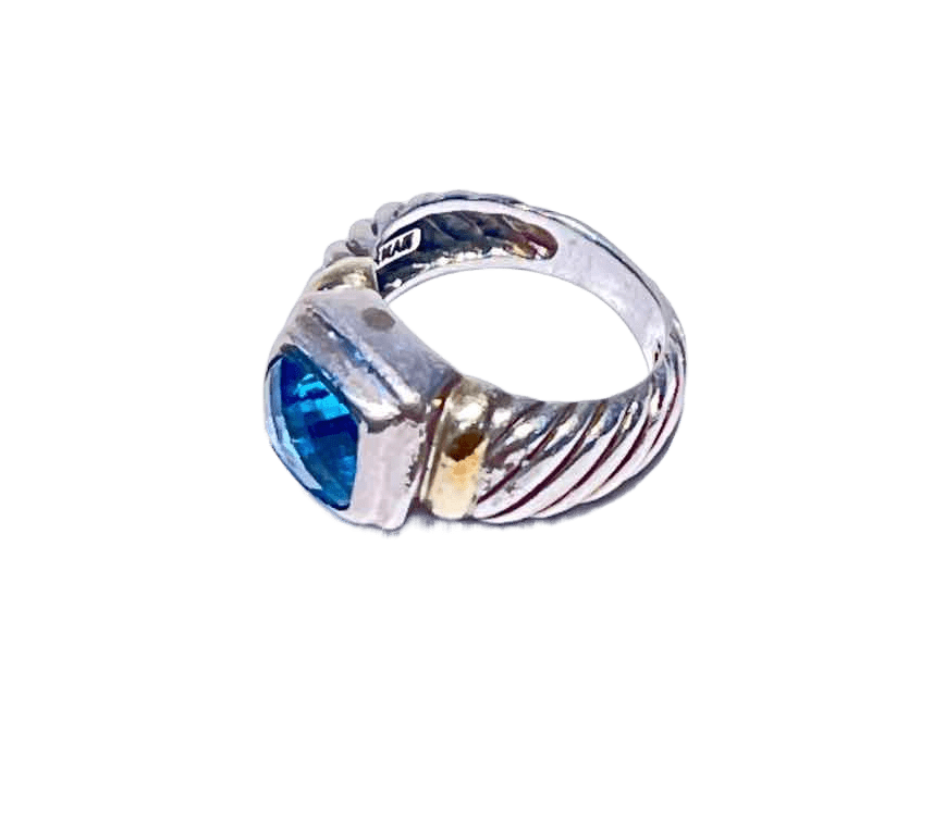 Simply Posh Consign Ring Dazzling David Yurman Blue Topaz Ring  925585 Sterling Silver  Ladies Designer Jewelry