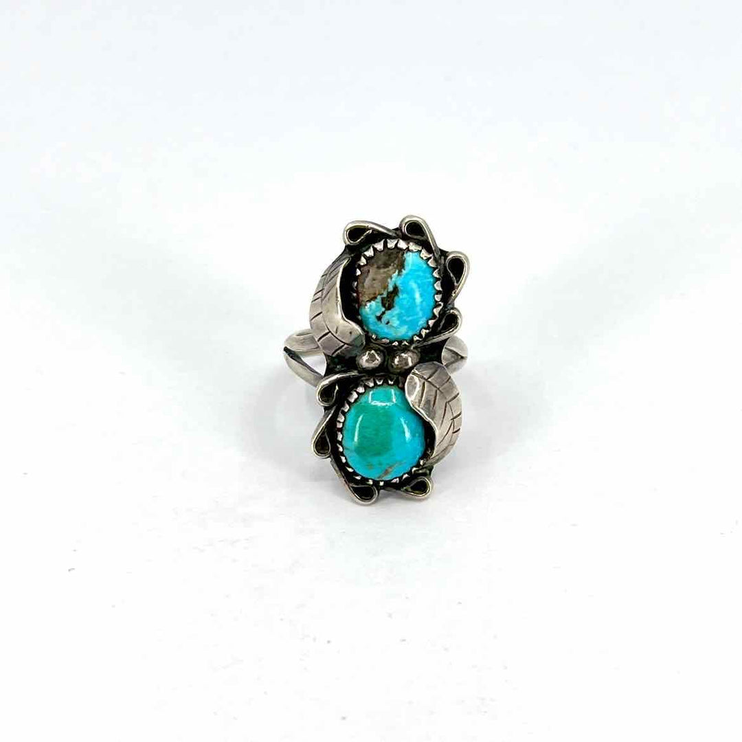Simply Posh Consign Ring Sterling Silver GREEN/ BLUE Turquoise Women's Rings 7 Ring