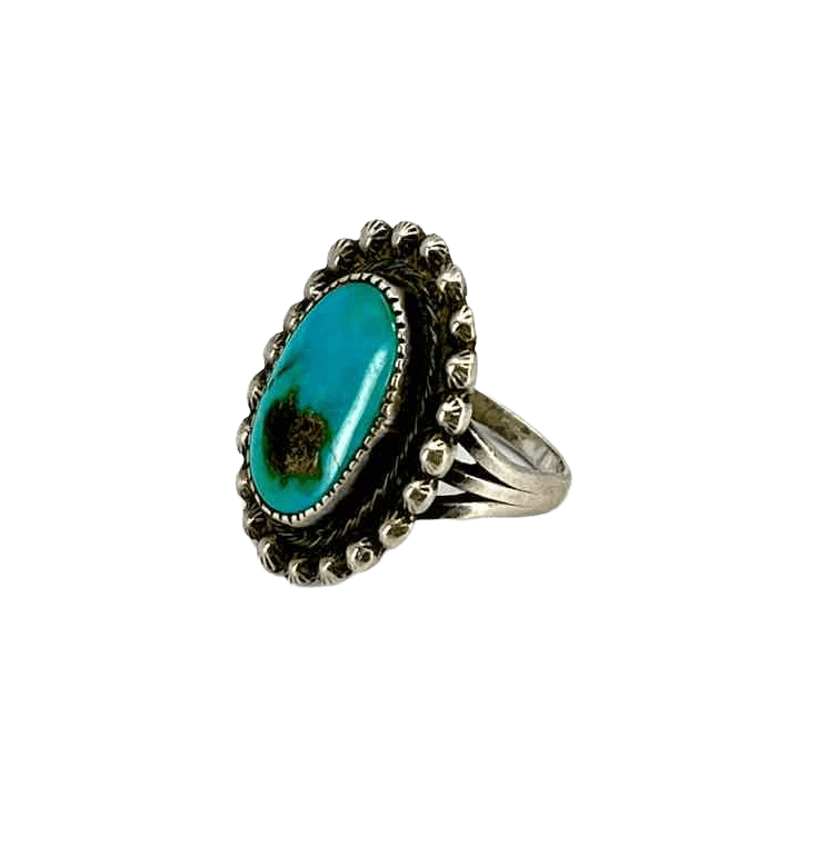 Simply Posh Consign Ring Sterling Silver GREEN & BLUE Turquoise Women's Rings Size 7