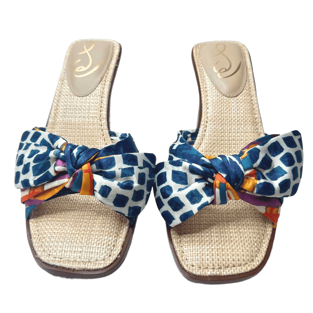 Simply Posh Consign Sandals BLUE & MULTICOLOR Sam Edelman Darcie Multi-Color Bow Detail Kitten Heel - Size 10