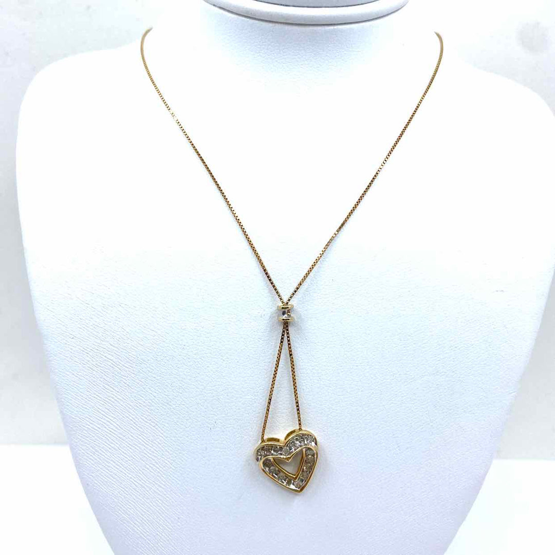 simplyposhconsign Necklace 14KY YELLOW GOLD HEART & DIAMOND NECKLACE