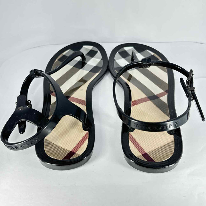 BURBERRY Women's Plaid RUBBER CREAM, BLACK & RED 39 Sandals