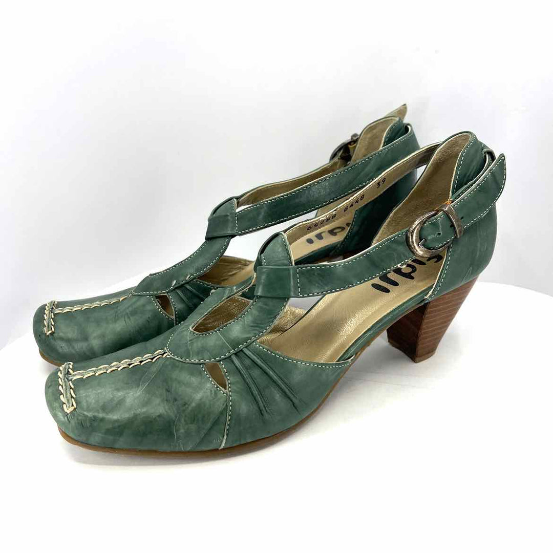 FIDJI Women's Leather SQUARE TOE Green 39 Heels