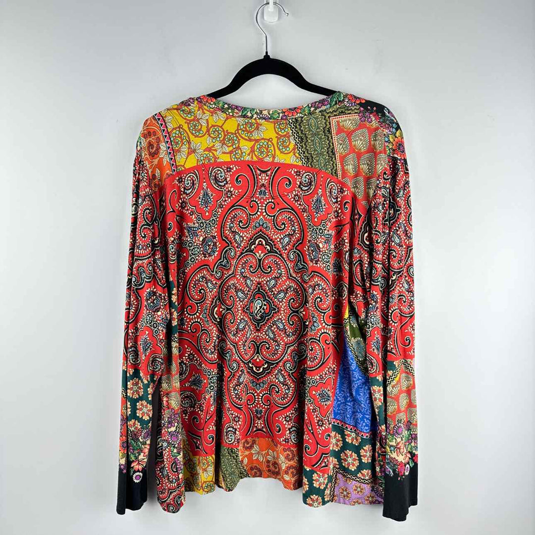 JOHNNY WAS Long Sleeve Abstract Women's Tops Women Size Xl Multi-Color Top