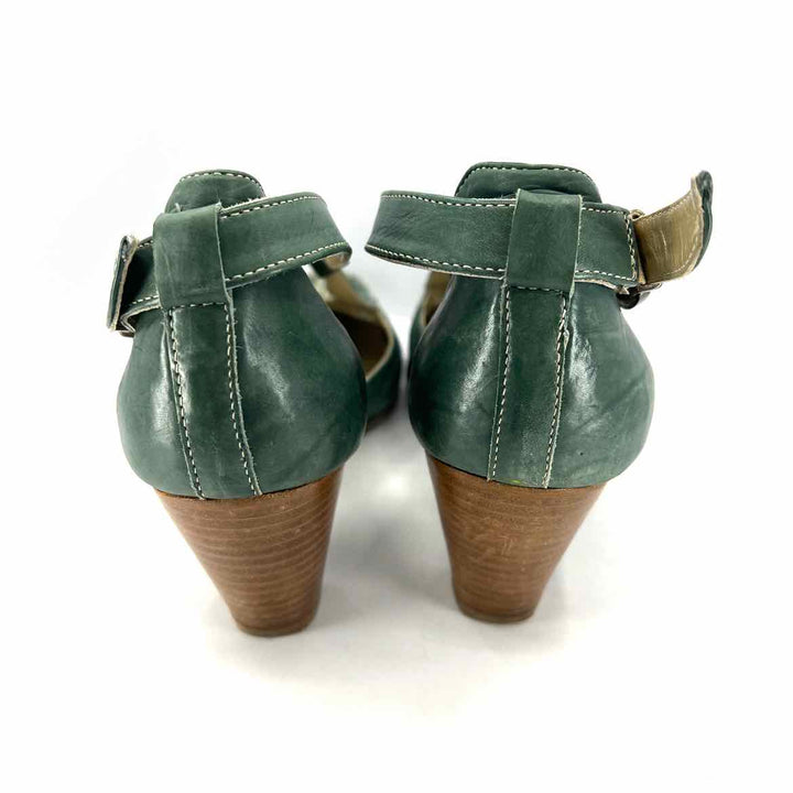 FIDJI Women's Leather SQUARE TOE Green 39 Heels