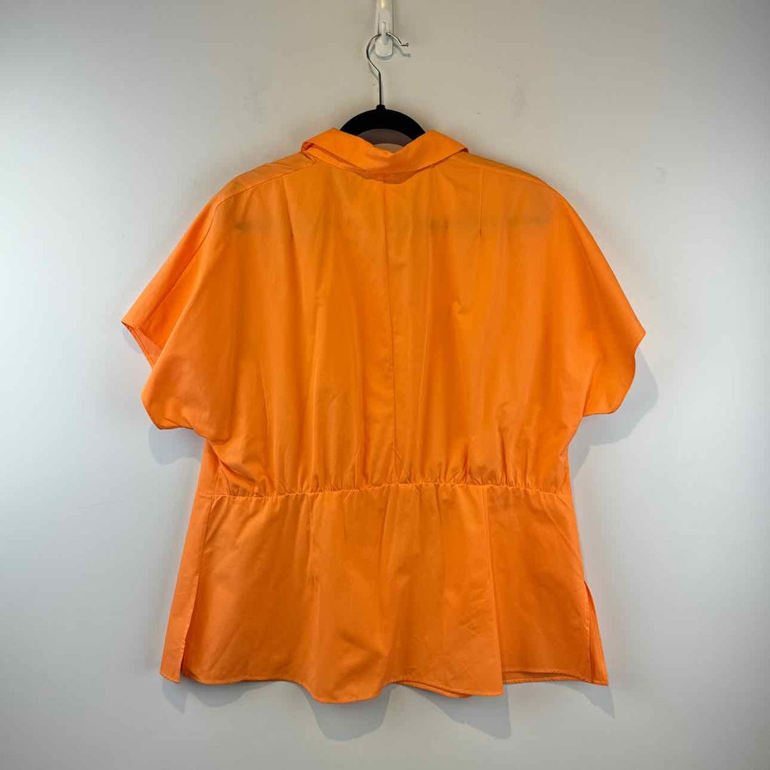 AKRIS Blouse Tangerine / 16 AKRIS Short Sleeve BUTTON DOWN Women's Women Size 16 Tangerine Blouse