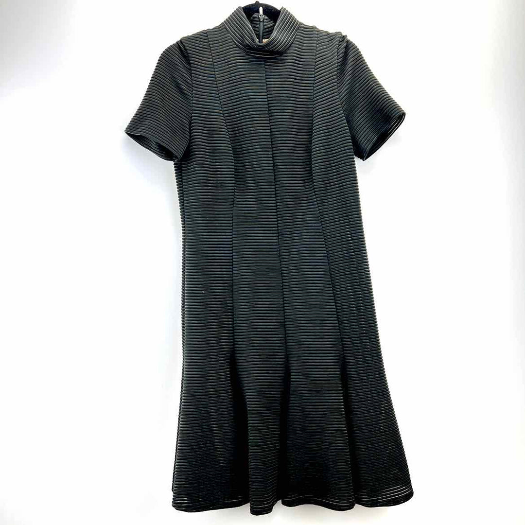 AKRIS Dress Black / 10 AKRIS Short Sleeve Ribbed Women's Dresses Women Size 10 Black Dress