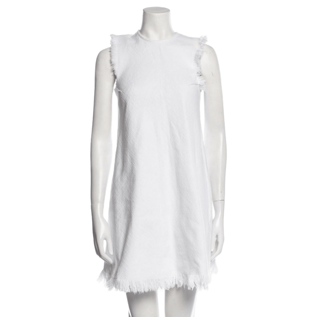 ALEXANDER WANG Dress White / 8 T By Alexander Wang Sleeveless Frayed White Women's Shift Dress - Size 8