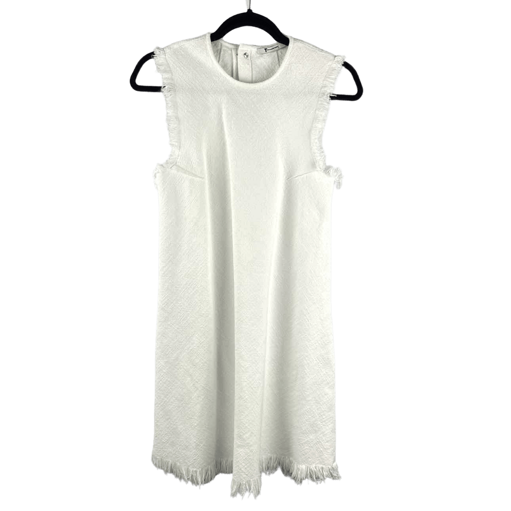 ALEXANDER WANG Dress White / 8 T By Alexander Wang Sleeveless Frayed White Women's Shift Dress - Size 8