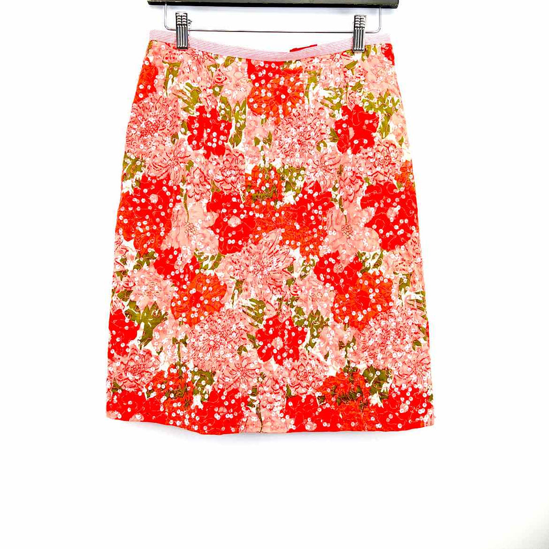ANTHROPOLOGIE Skirt CORAL / 2 ANTHROPOLOGIE Sequins Floral Women's Womens clothes Women Size 2 CORAL Skirt