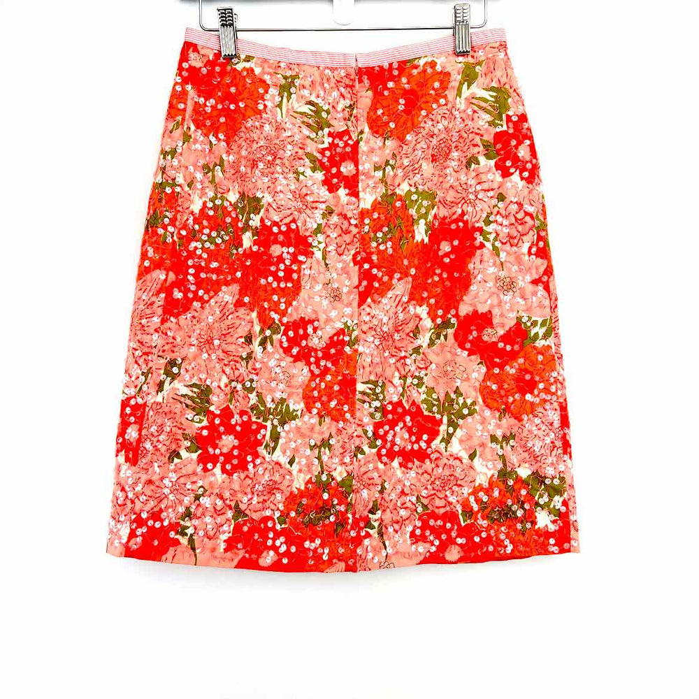ANTHROPOLOGIE Skirt CORAL / 2 ANTHROPOLOGIE Sequins Floral Women's Womens clothes Women Size 2 CORAL Skirt