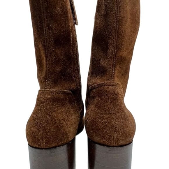 Aquatalia 10 / Brown / Suede Vintage Aquatalia Brown Suede Mid-Calf Block Heel Boots Size 10
