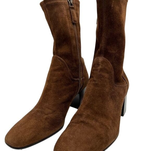 Aquatalia 10 / Brown / Suede Vintage Aquatalia Brown Suede Mid-Calf Block Heel Boots Size 10