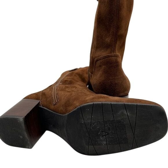 Aquatalia 10 / Brown / Suede Vintage Aquatalia Brown Suede Mid-Calf Block Heel Boots Size 10
