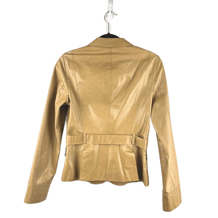 BOSS Jacket Tan / S BOSS by Hugo Boss Solid Tan Leather Women's Jacket - Size Small