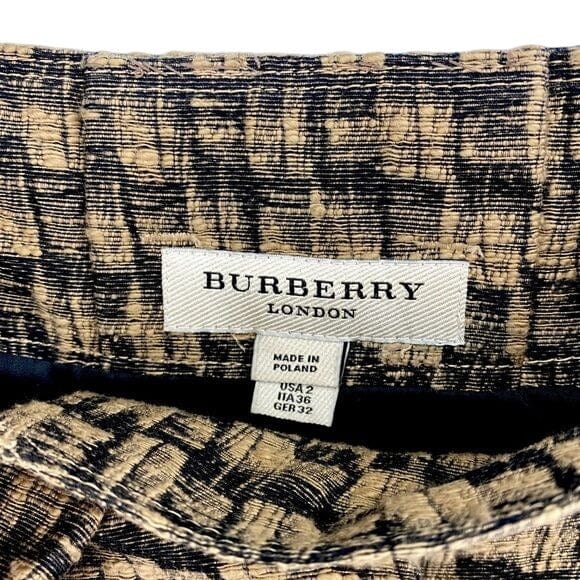 Burberry 2 / Brown / Cotton Burberry Womens Tweed Skirt Belted Waist Size 2 Brown & Black Cotton & Silk Blend