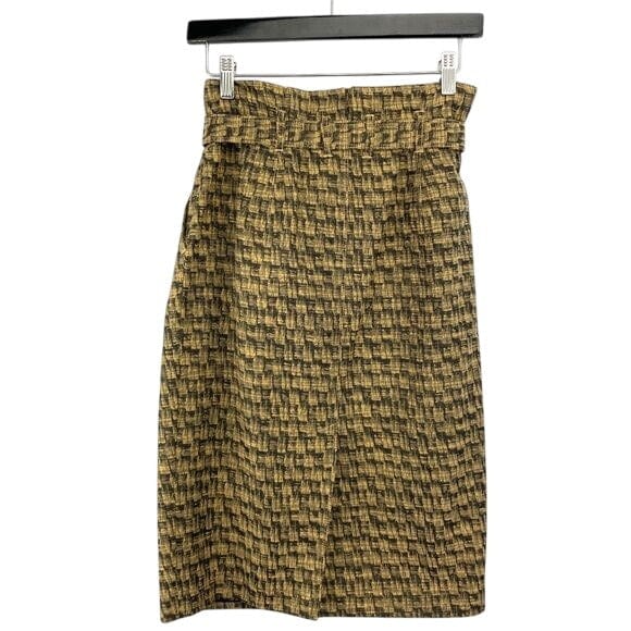 Burberry 2 / Brown / Cotton Burberry Womens Tweed Skirt Belted Waist Size 2 Brown & Black Cotton & Silk Blend