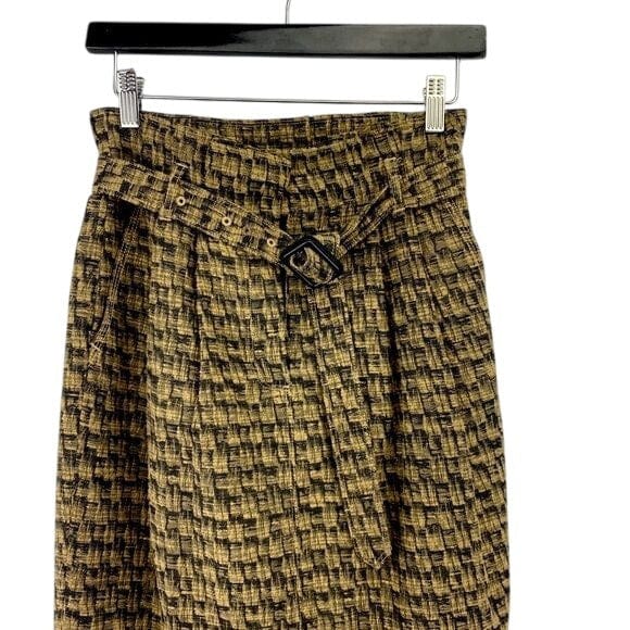 Burberry 2 / Brown / Cotton Burberry Womens Tweed Skirt Belted Waist Size 2 Brown & Black Cotton & Silk Blend