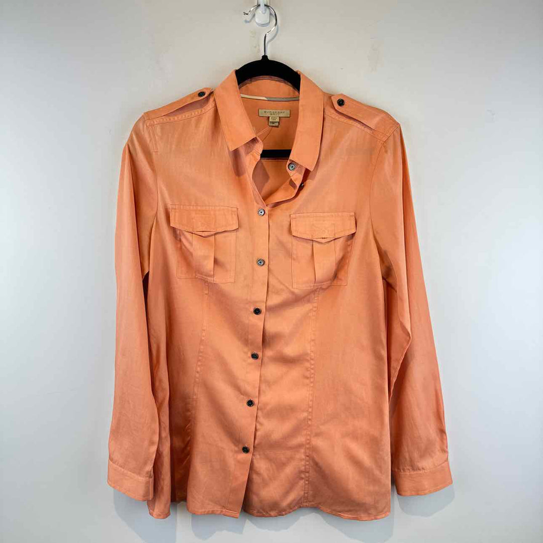 BURBERRY Blouse Peach / M BURBERRY Button Closures Long Sleeve Women's Tops Women Size M Peach Blouse