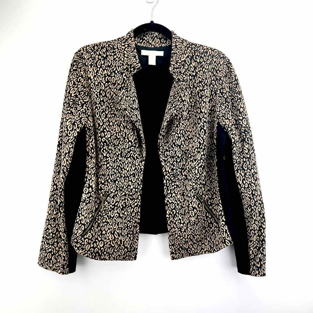 CHICOS Jacket Black & Brown / 2 CHICOS Leopard Women's Jackets & Coats Women Size 2 Black & Brown Jacket