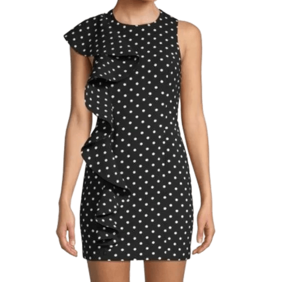 CINQ A SEPT Dress Black & White / 2 CINQ A SEPT Sleeveless Polka Dot Ruffle Dress - Size 2