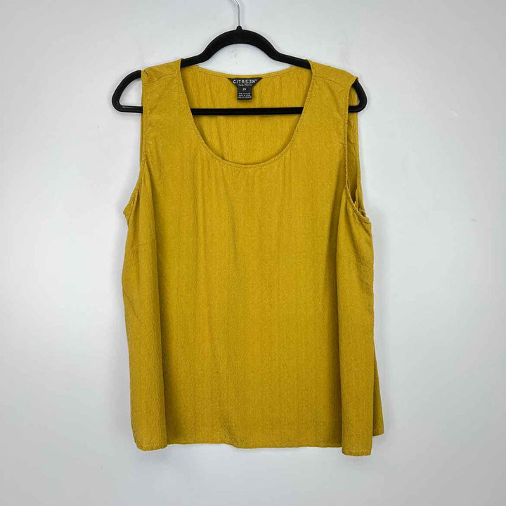 CITRON Top Chartreuse / 2X CITRON Sleeveless Solid Women's Tops Women Size 2X Chartreuse Top