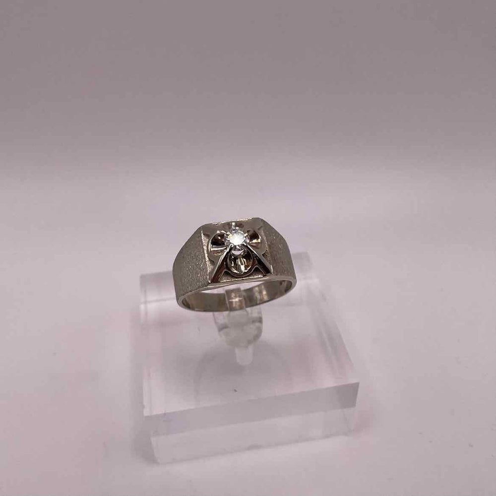CUSTOM Ring 14K WHITE GOLD 0.22ct BR Diamond S1-H Ring Mens Size