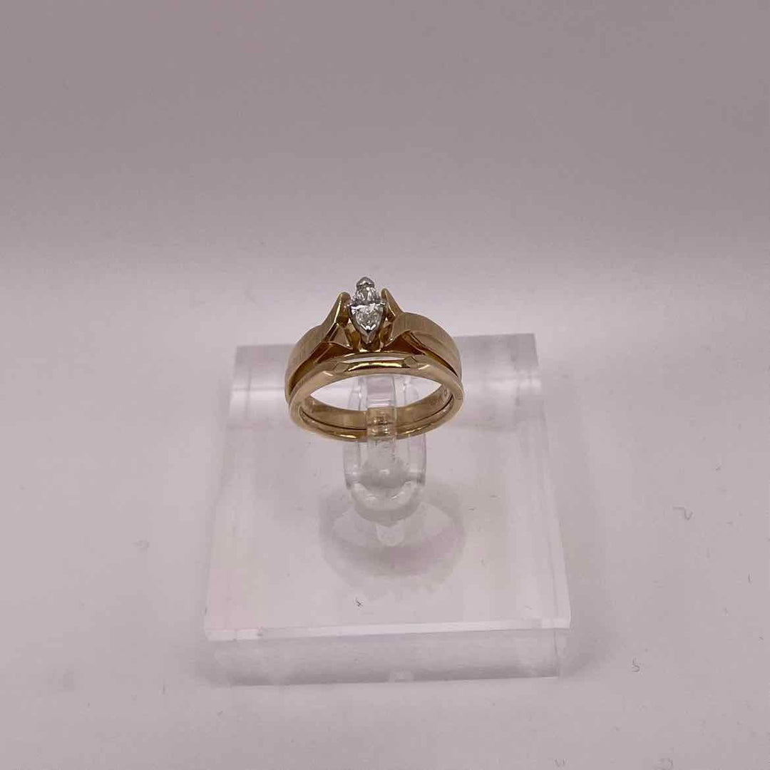 CUSTOM Ring 14K YELLOW GOLD MARQUISE .25ct  DIAMOND SOLITAIRE WEDDING SET Womens Size 6