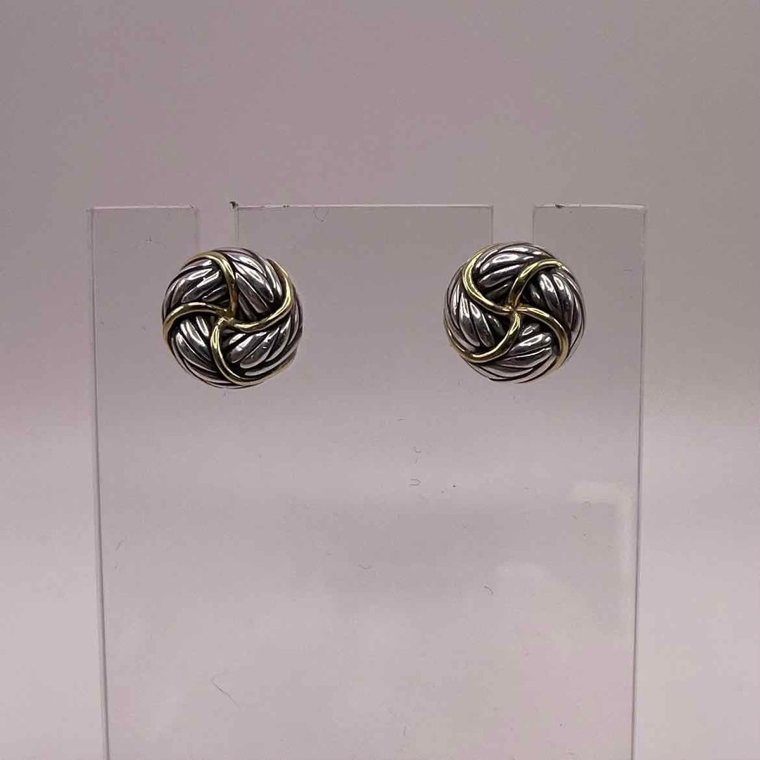 DAVID YURMAN Earrings STERLING SILVER & 14KY CROSSOVER STUD EARRINGS