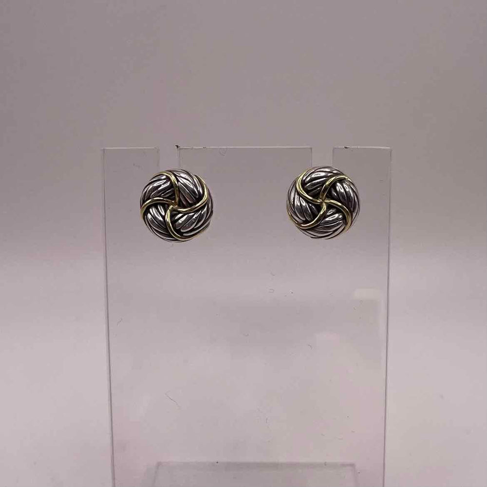 DAVID YURMAN Earrings STERLING SILVER & 14KY CROSSOVER STUD EARRINGS