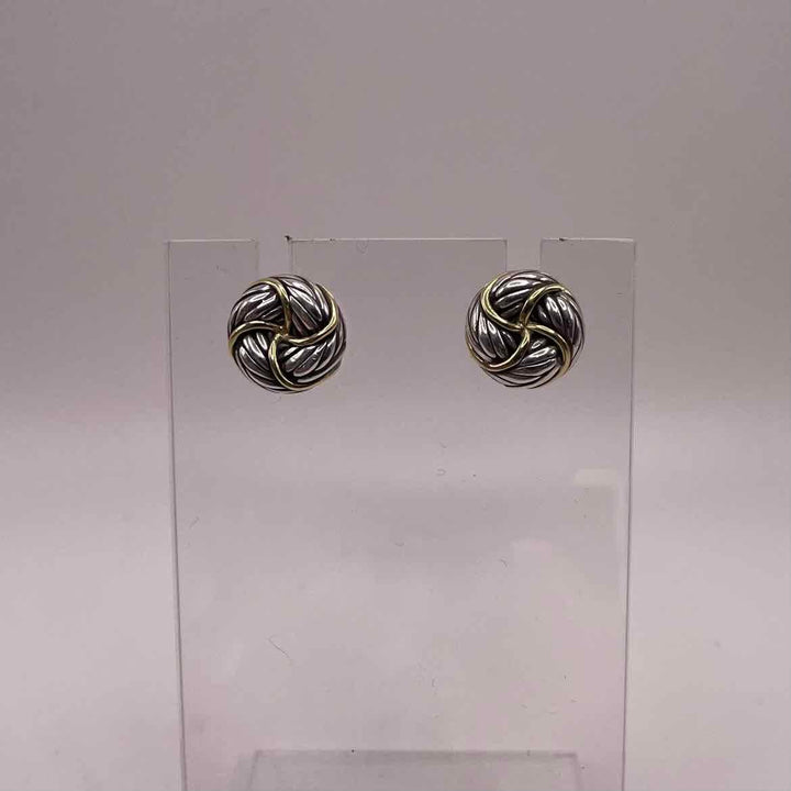 DAVID YURMAN Earrings STERLING SILVER & 14KY CROSSOVER STUD EARRINGS