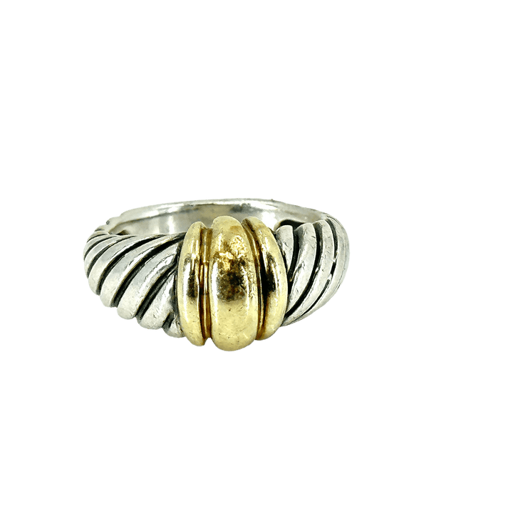 DAVID YURMAN Ring David Yurman Handcrafted Sterling Silver and 14k Yellow Gold Cable Woman's Ring - Size 6.5 Sculpted Design