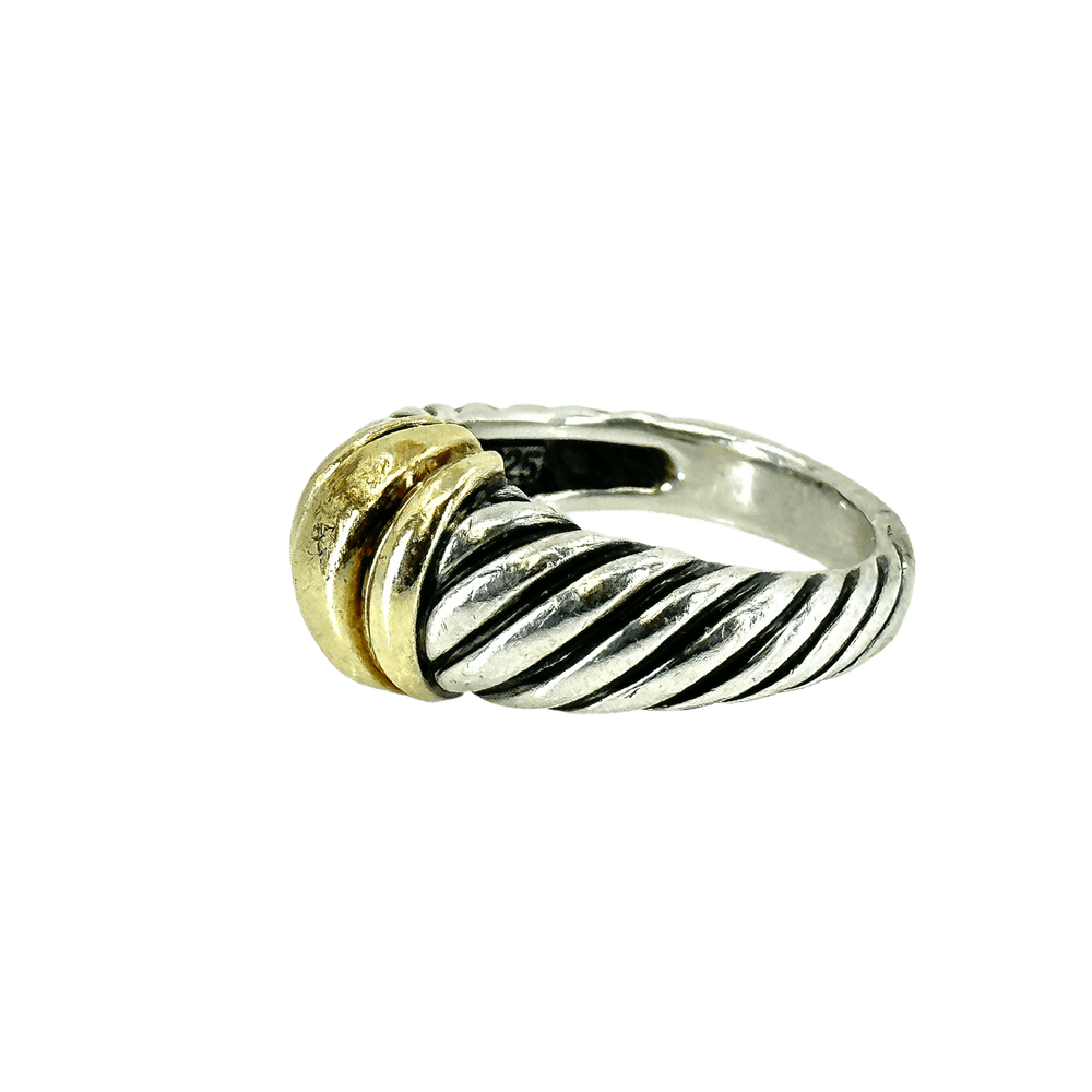 DAVID YURMAN Ring David Yurman Handcrafted Sterling Silver and 14k Yellow Gold Cable Woman's Ring - Size 6.5 Sculpted Design