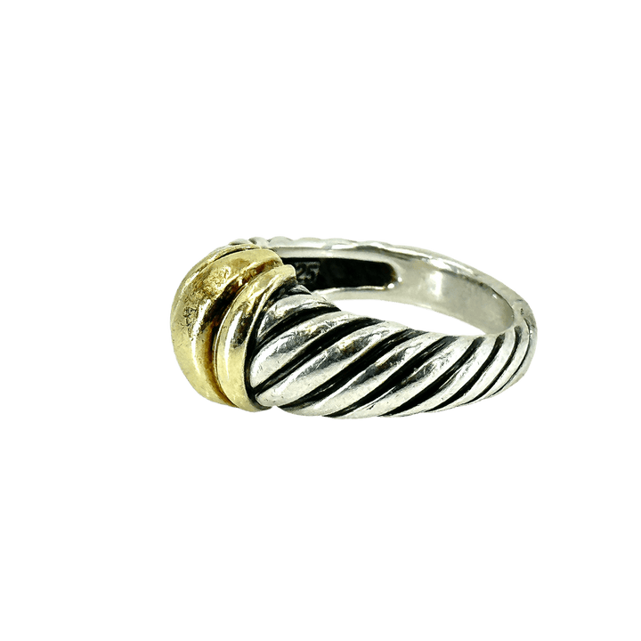 DAVID YURMAN Ring David Yurman Handcrafted Sterling Silver and 14k Yellow Gold Cable Woman's Ring - Size 6.5 Sculpted Design