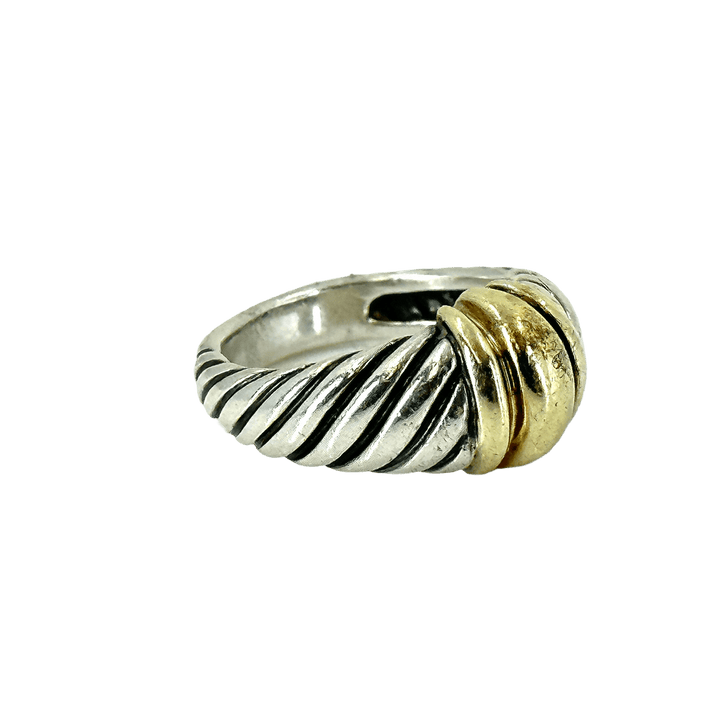 DAVID YURMAN Ring David Yurman Handcrafted Sterling Silver and 14k Yellow Gold Cable Woman's Ring - Size 6.5 Sculpted Design