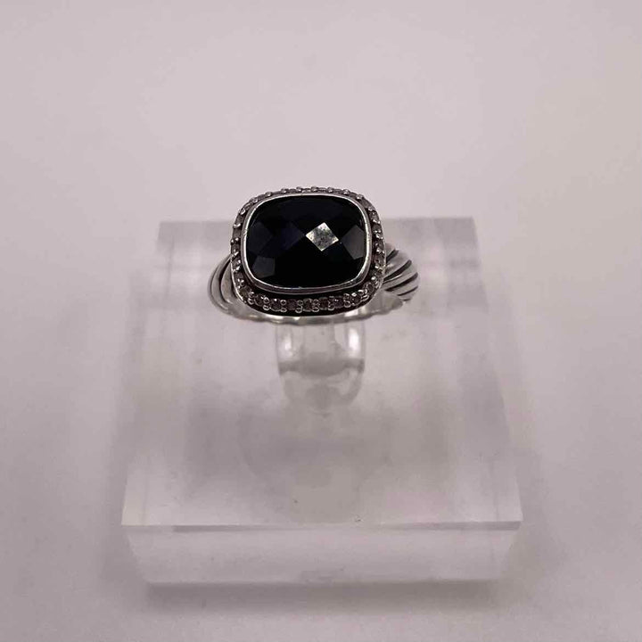 DAVID YURMAN Ring David Yurman Sterling Silver Chatelaine Onyx Woman's Ring Size 6.5- Pave Bezel Accent - Unique  Sophisticated