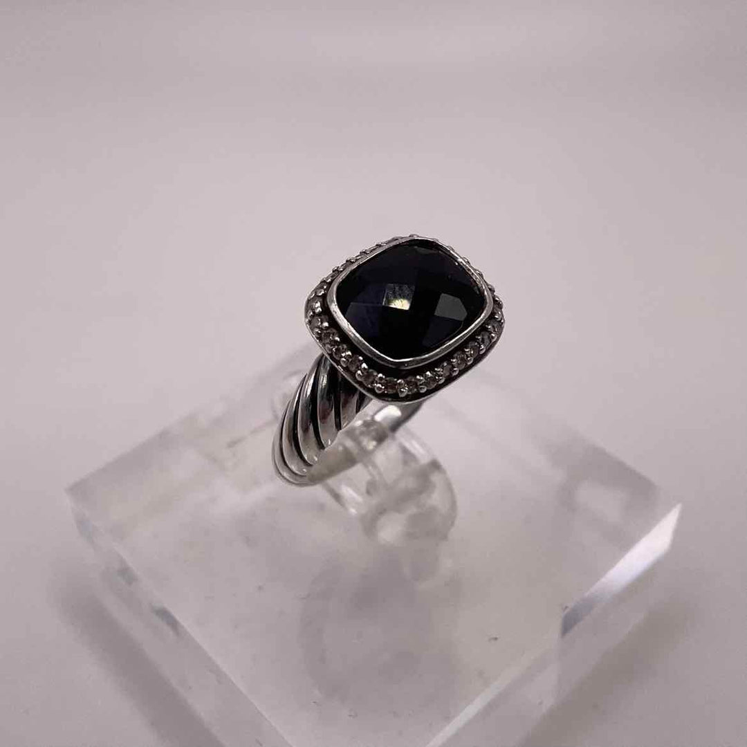 DAVID YURMAN Ring David Yurman Sterling Silver Chatelaine Onyx Woman's Ring Size 6.5- Pave Bezel Accent - Unique  Sophisticated