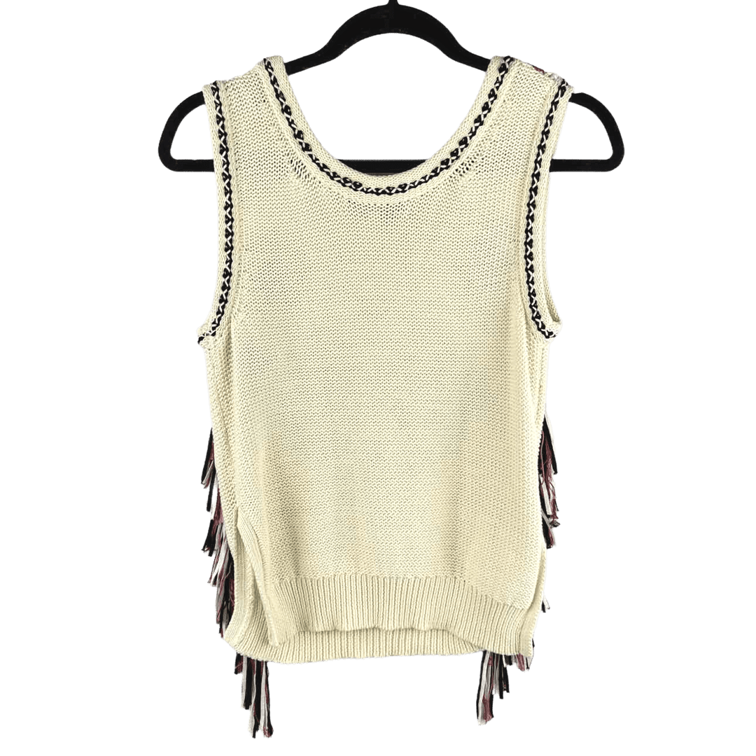 DEREK LAM Vest Cream & Black / S DEREK LAM Knit Women's Tank with Tassels - Size S