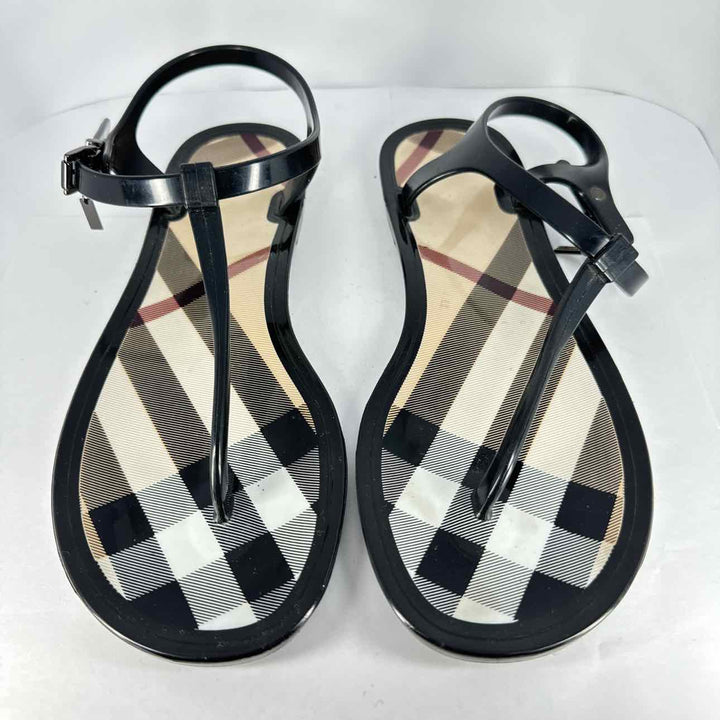 BURBERRY Women's Plaid RUBBER CREAM, BLACK & RED 39 Sandals