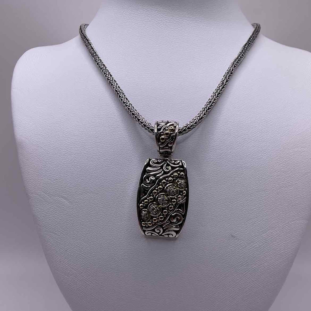 EFFY Necklace STERLING SILVER "EFFY" PENDANT WITH DIAMONDS