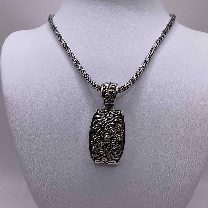 EFFY Necklace STERLING SILVER "EFFY" PENDANT WITH DIAMONDS