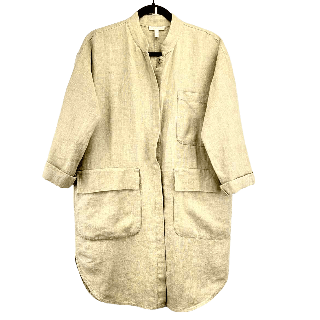 EILEEN FISHER Jacket Tan / XS EILEEN FISHER Solid Linen Women's Jackets & Coats Size XS Tan Jacket