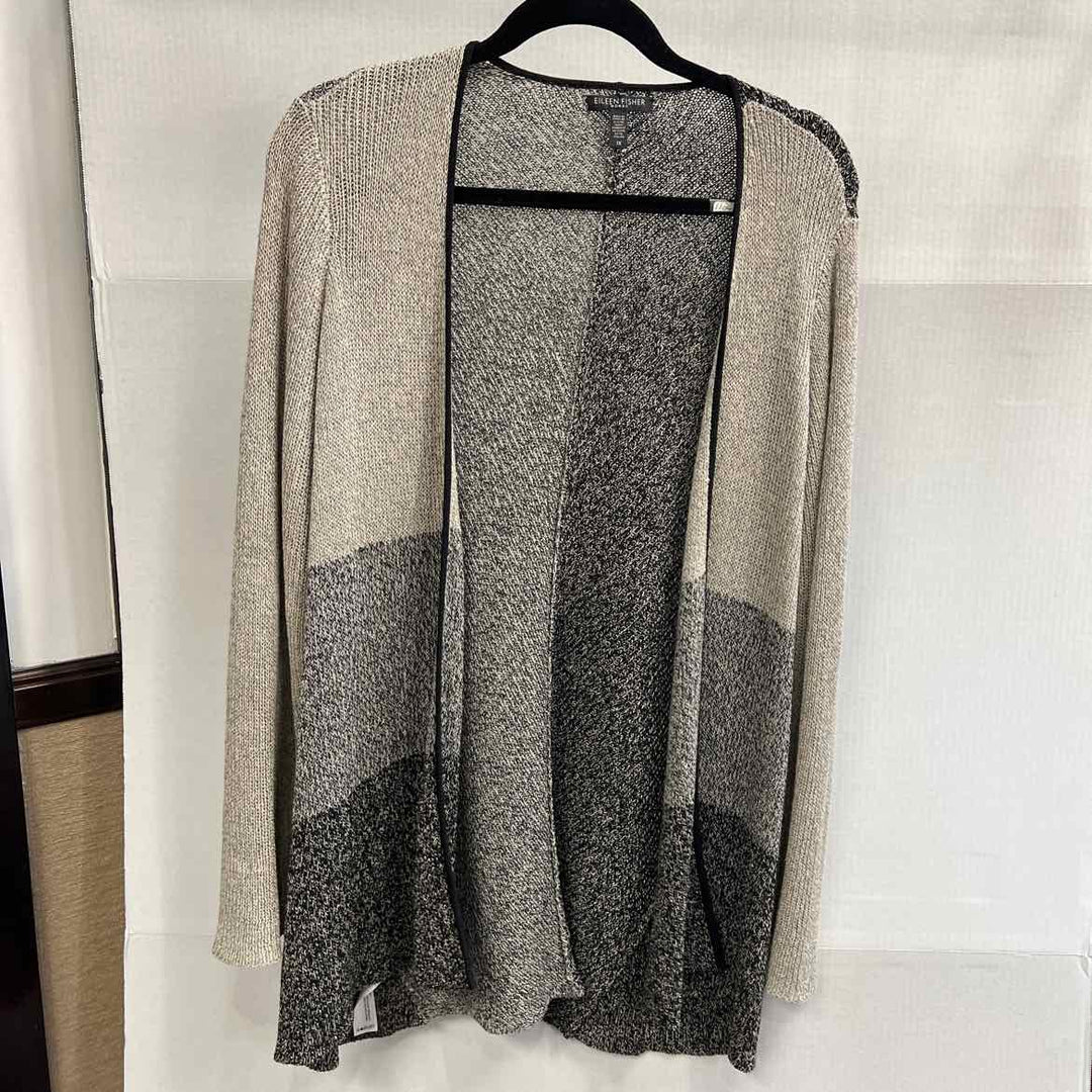 EILEEN FISHER Shrug TAUPE/BLACK / 1x EILEEN FISHER Knit BLOCK Women's Sweaters Women Size 1x TAUPE/BLACK Shrug