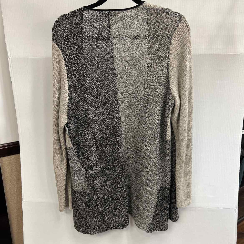 EILEEN FISHER Shrug TAUPE/BLACK / 1x EILEEN FISHER Knit BLOCK Women's Sweaters Women Size 1x TAUPE/BLACK Shrug